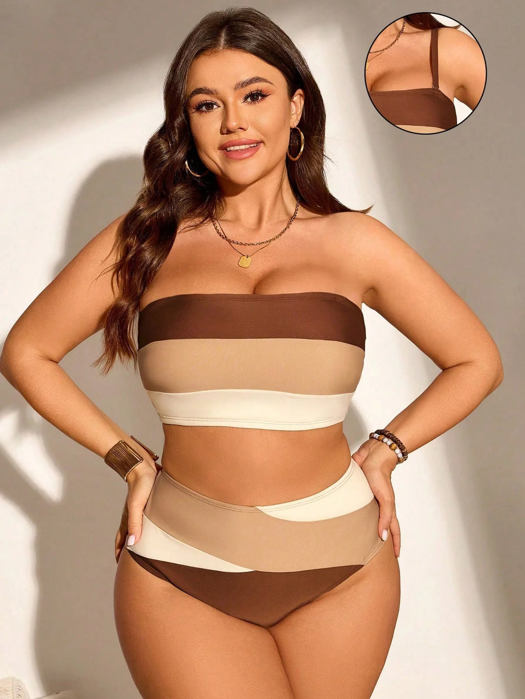 Biquíni Casual Plus Size Listrado G2