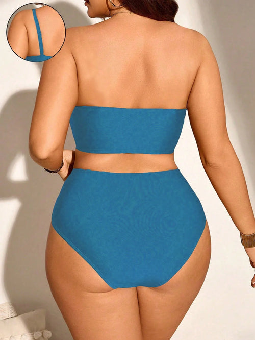 Biquíni Casual Plus Size Listrado