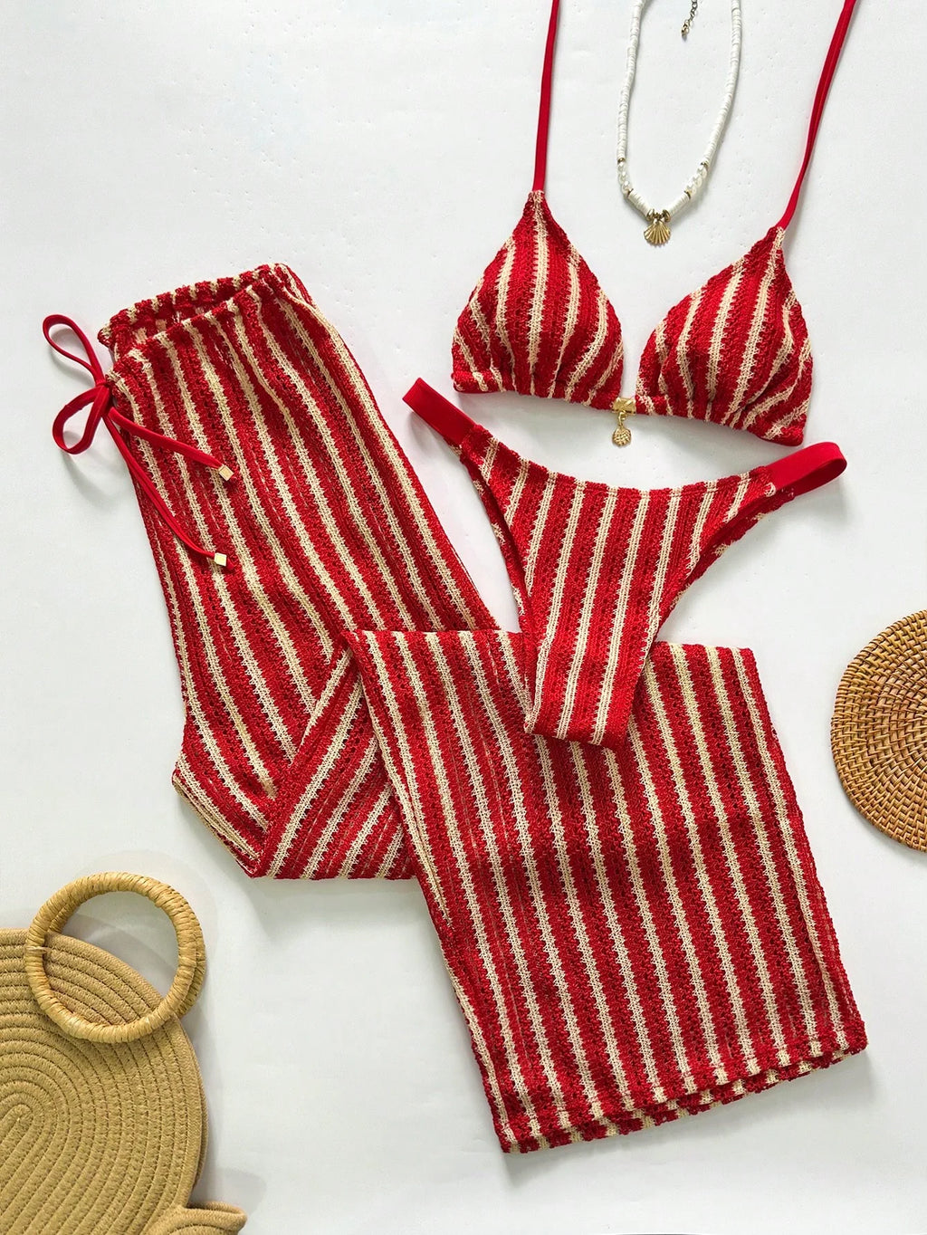 Conjunto Biquíni 3 Peças Crochê