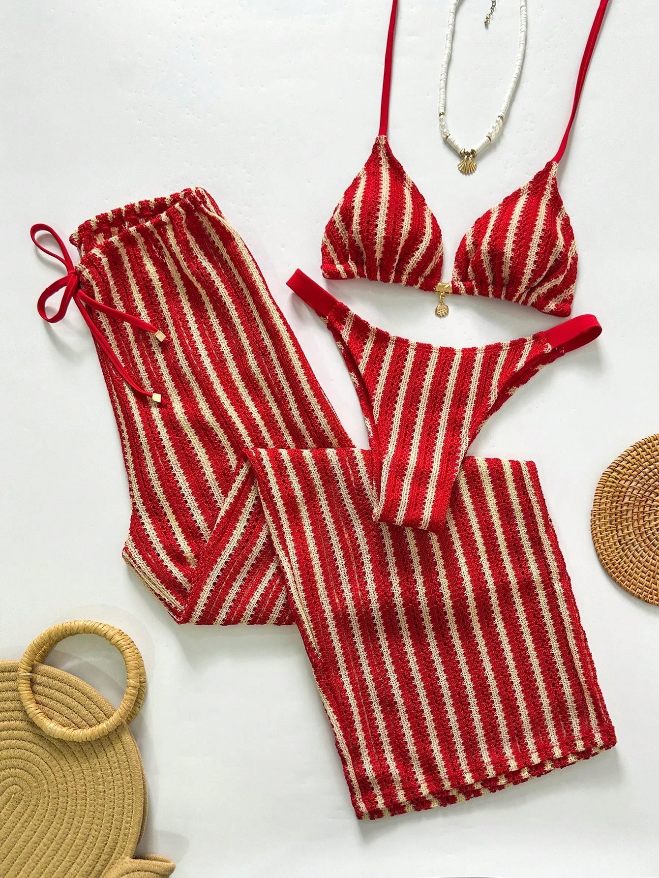 Conjunto Biquíni 3 Peças Crochê