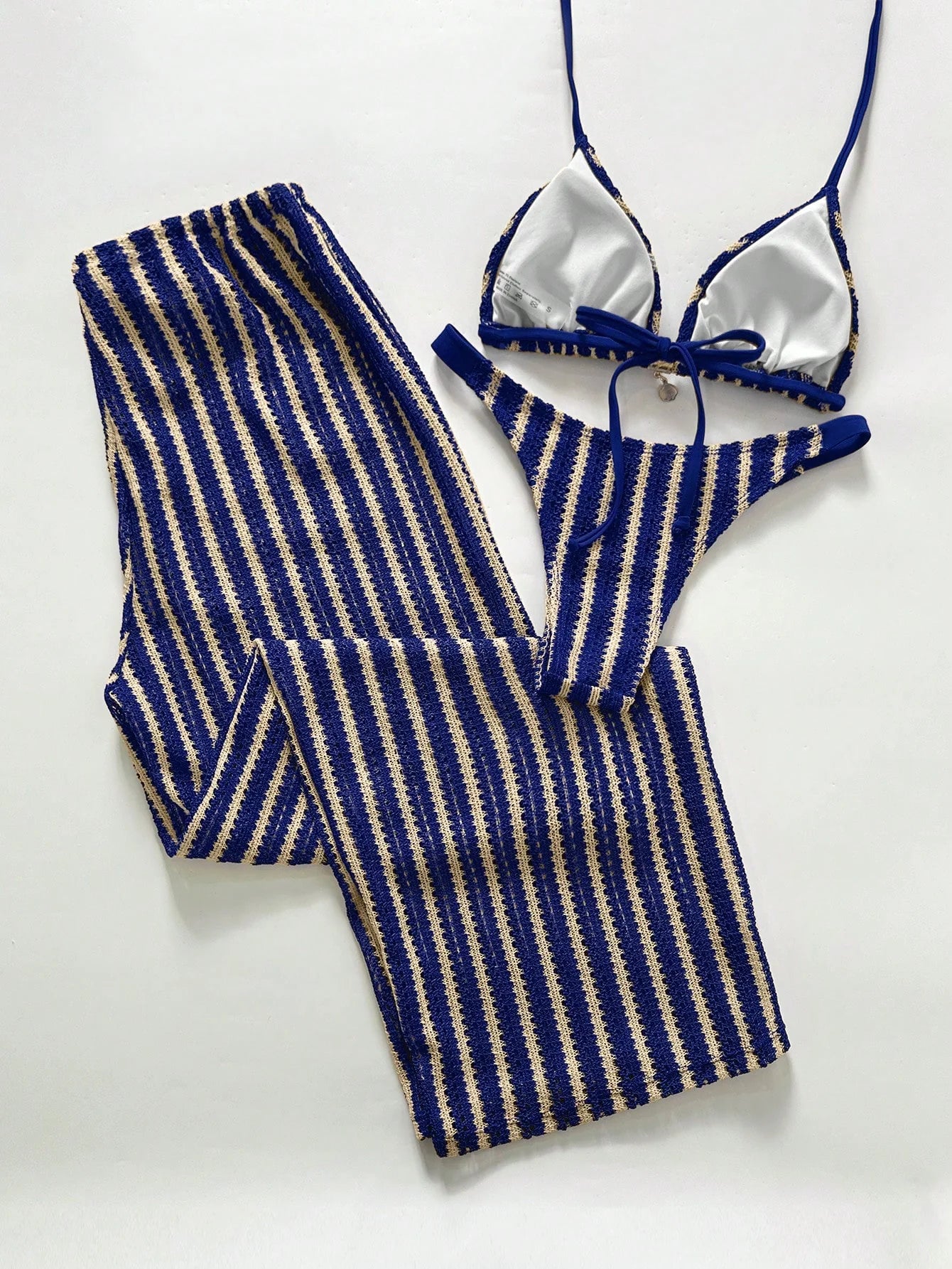 Conjunto Biquíni 3 Peças Tricô Elegante Ariela