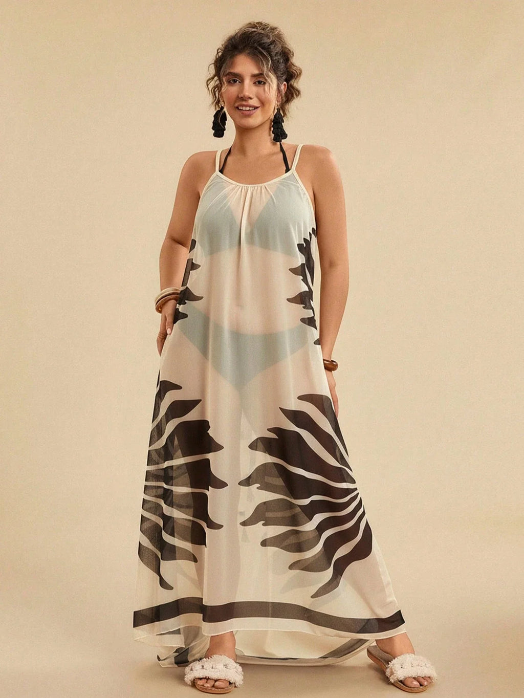 Vestido De Praia Plus Size Floral