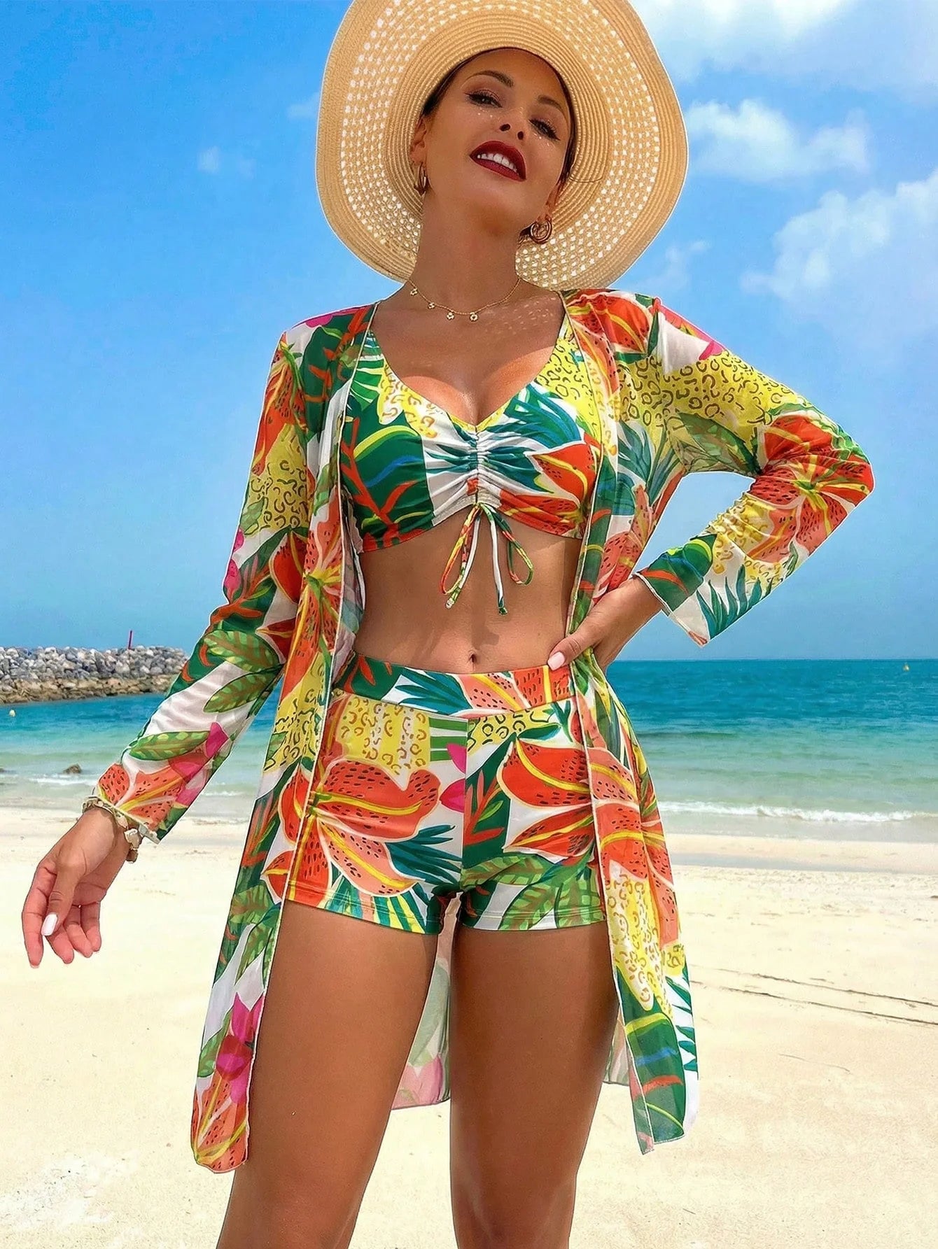 Conjunto Biquíni Tropical 3 Peças Laura