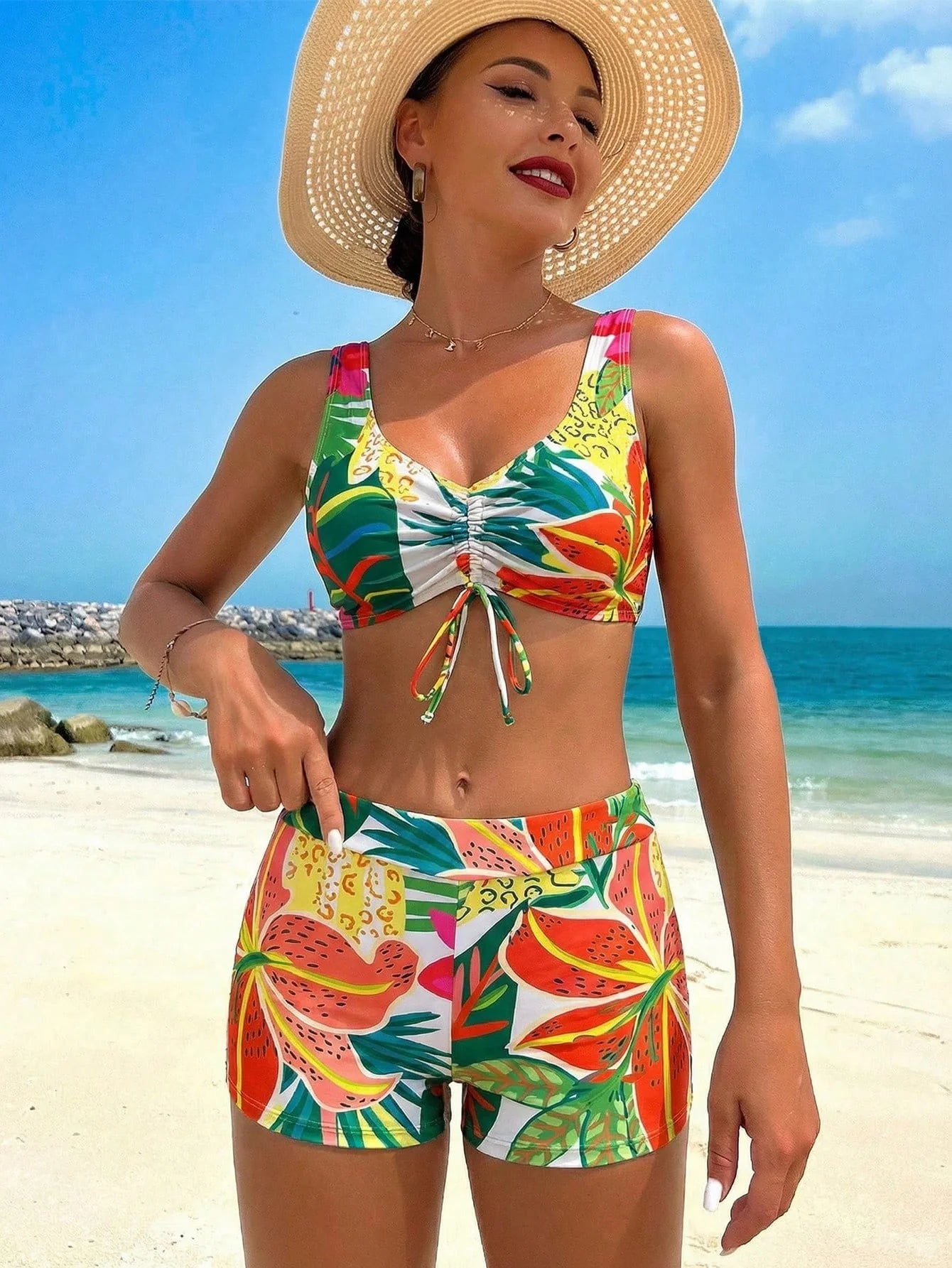 Conjunto Biquíni Tropical 3 Peças Laura
