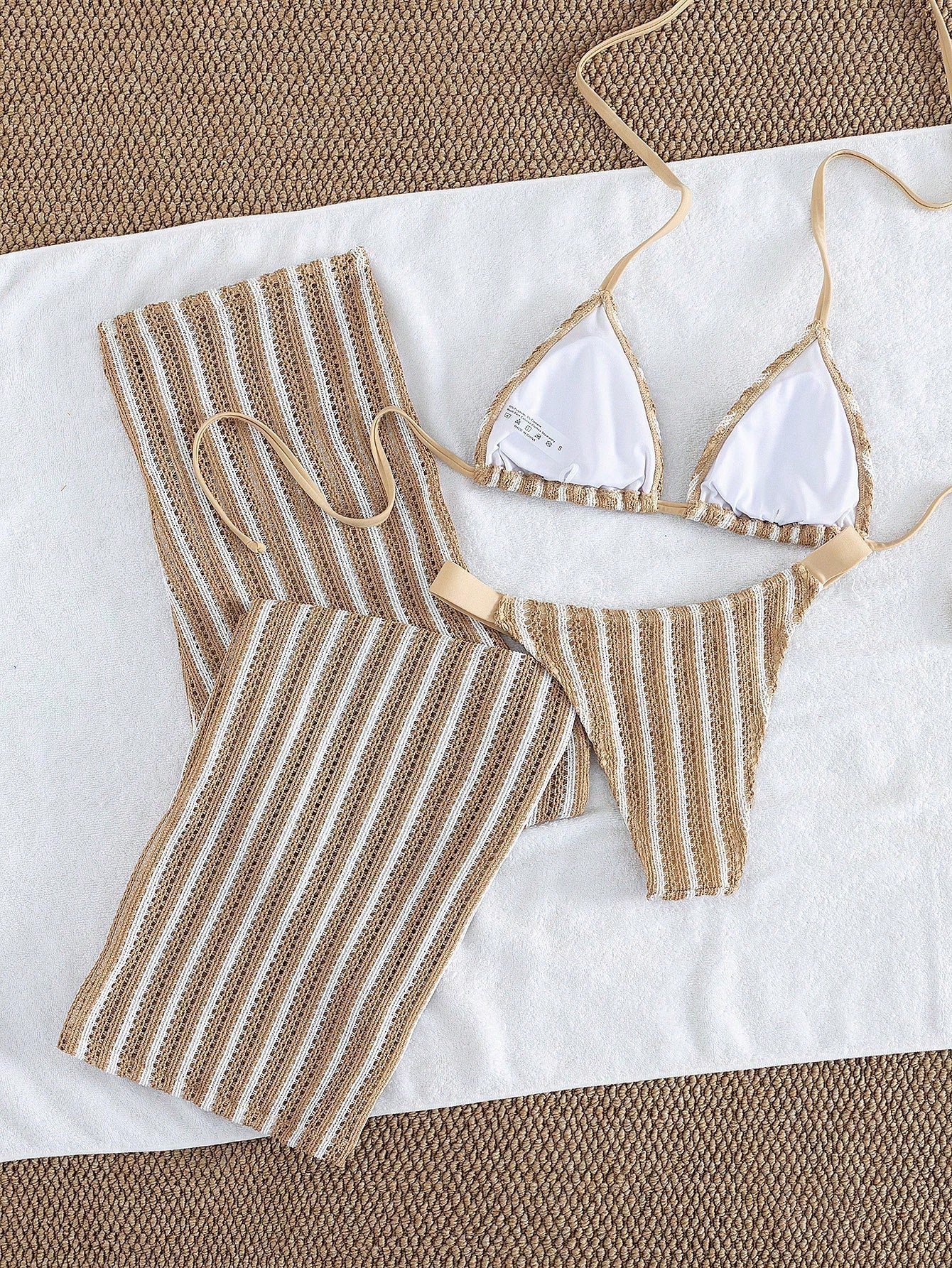 Conjunto Biquíni 3 Peças Tricô Rebeca