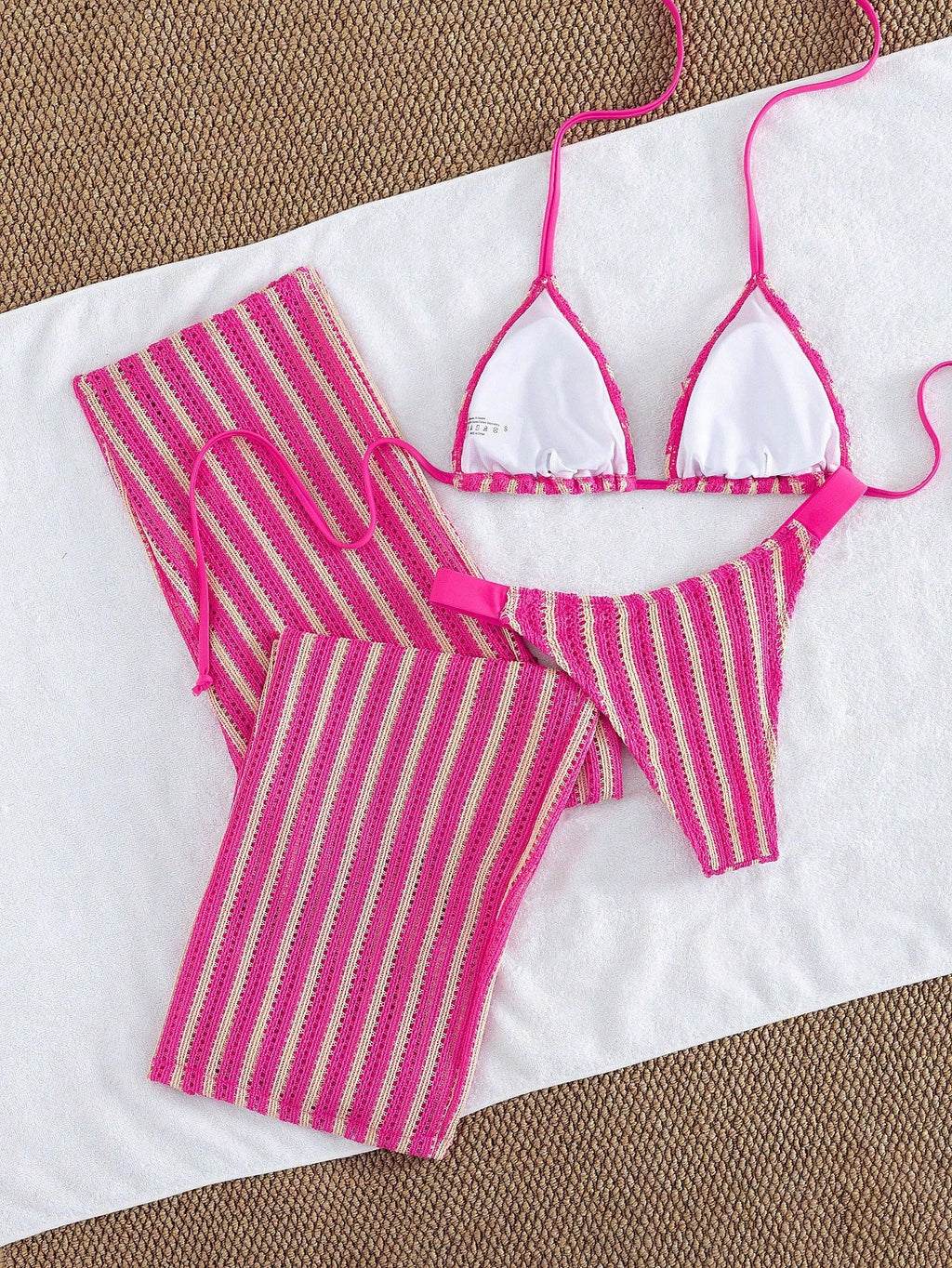 Conjunto Biquíni 3 Peças Tricô Rebeca