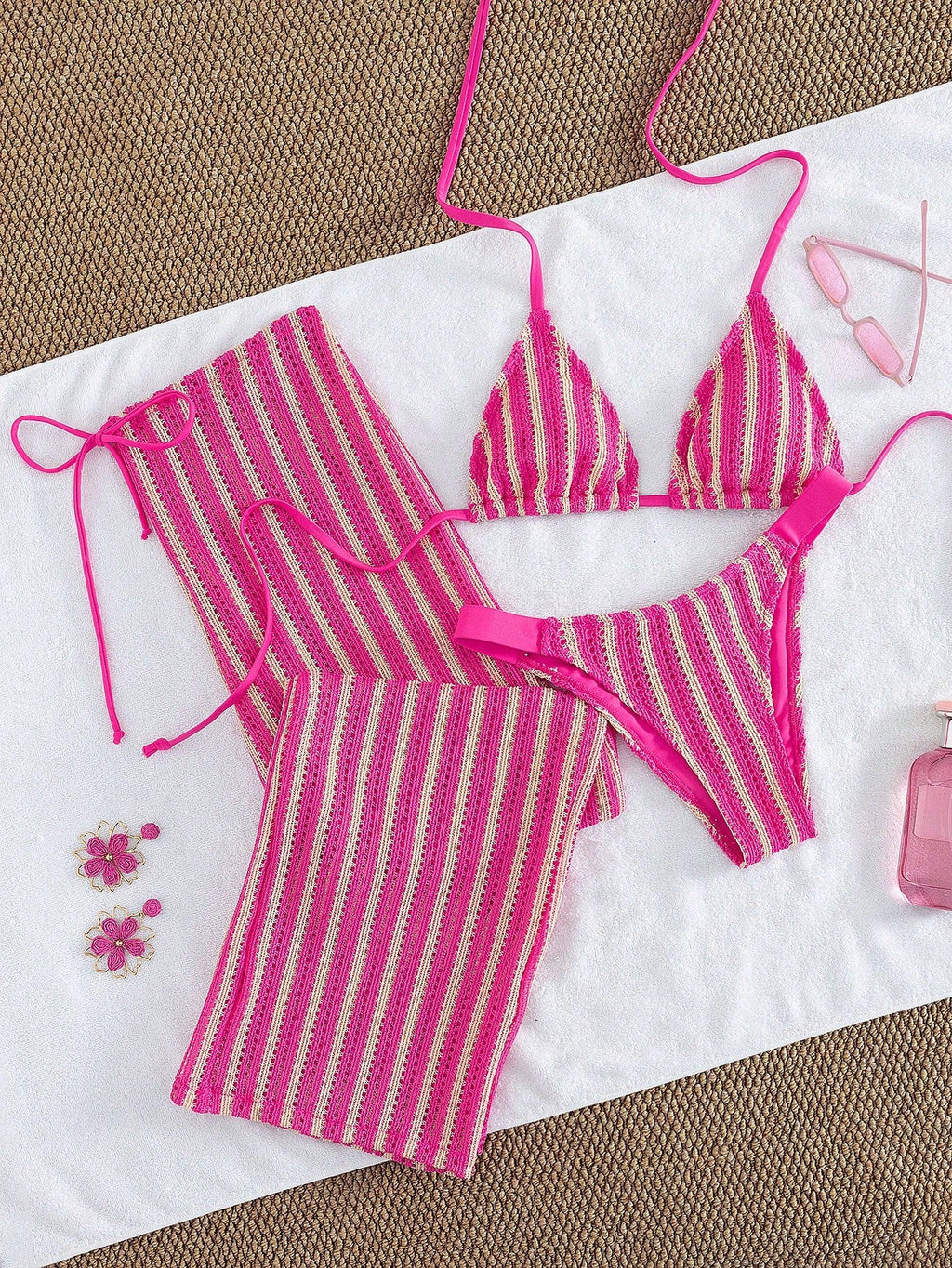 Conjunto Biquíni 3 Peças Tricô Rebeca