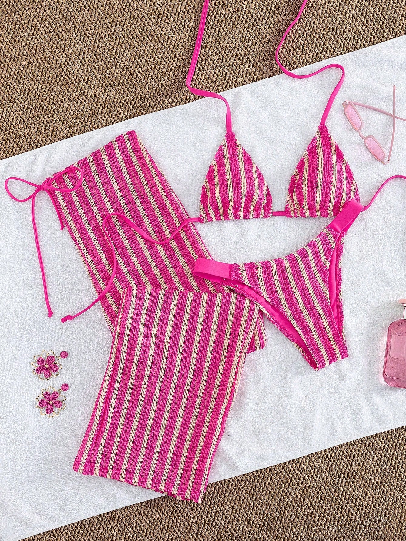 Conjunto Biquíni 3 Peças Tricô Rebeca