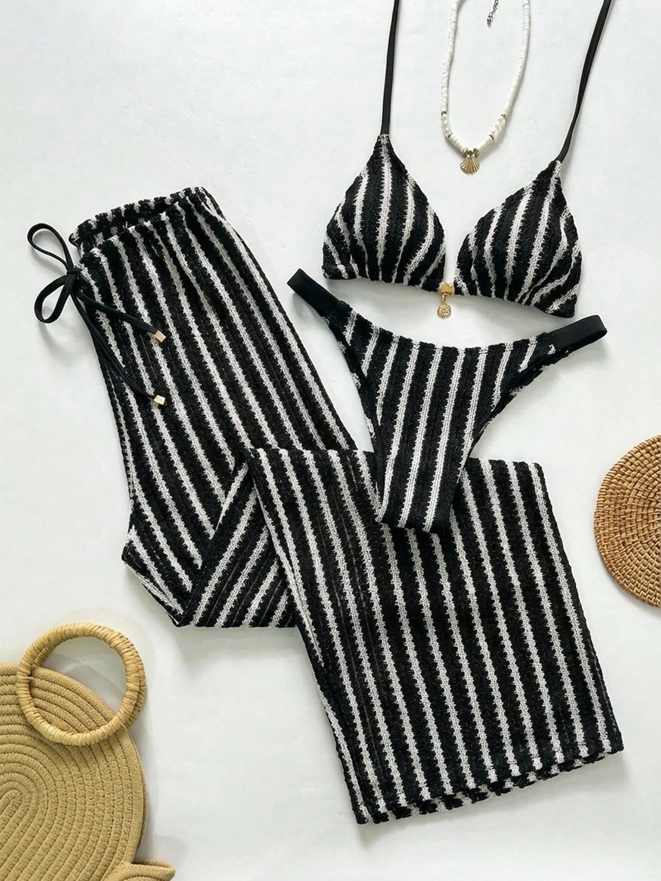 Conjunto Biquíni 3 Peças Tricô Elegante Ariela