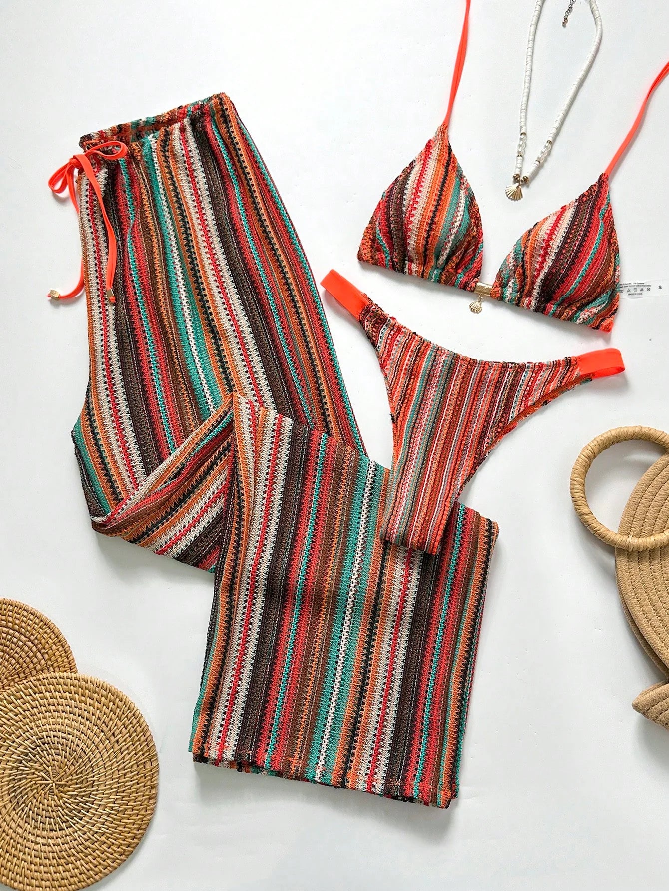 Conjunto Biquíni 3 Peças Tricô Elegante Ariela