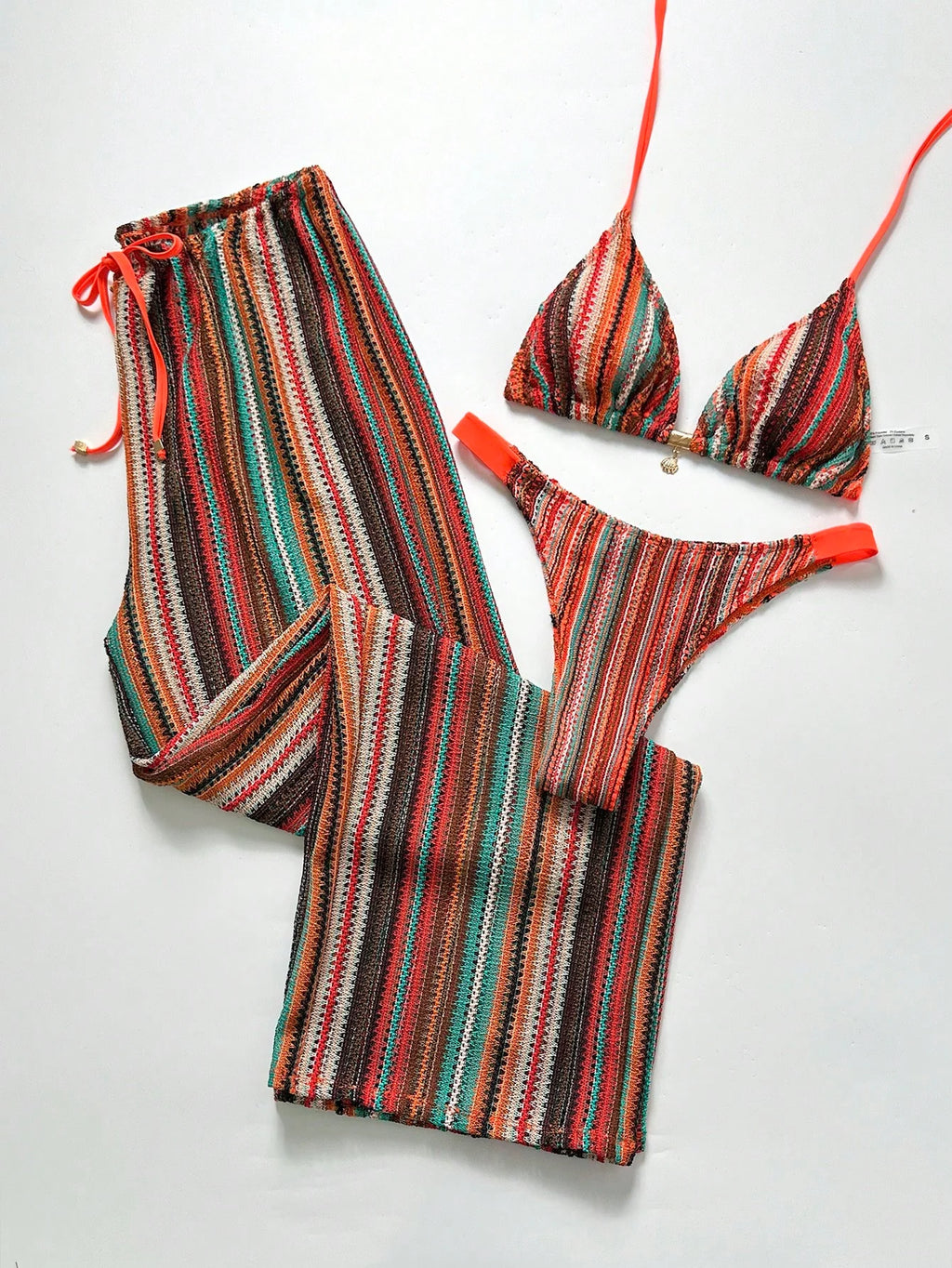 Conjunto Biquíni 3 Peças Tricô Elegante Ariela