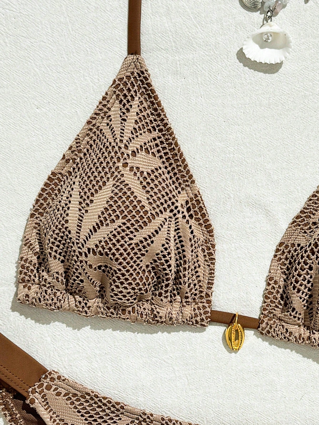 Conjunto Biquíni 3 Peças Renda Elegante Pérola