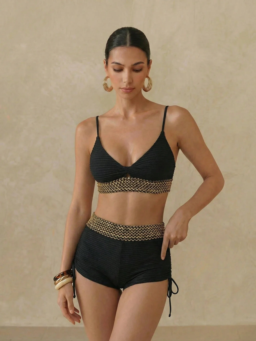 Conjunto Biquíni Shorts 2 Peças Texturizado Ana