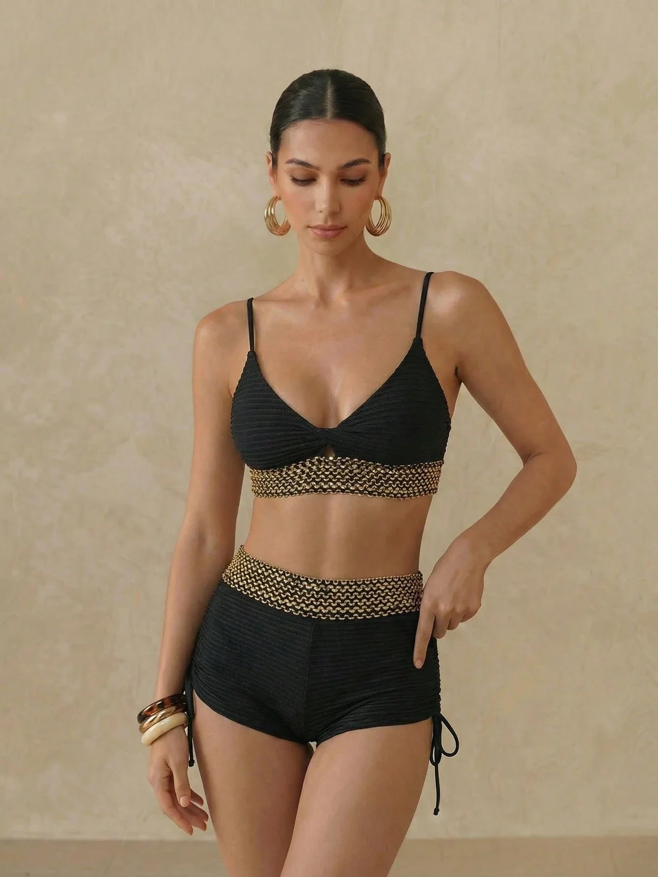 Conjunto Biquíni Shorts 2 Peças Texturizado Ana