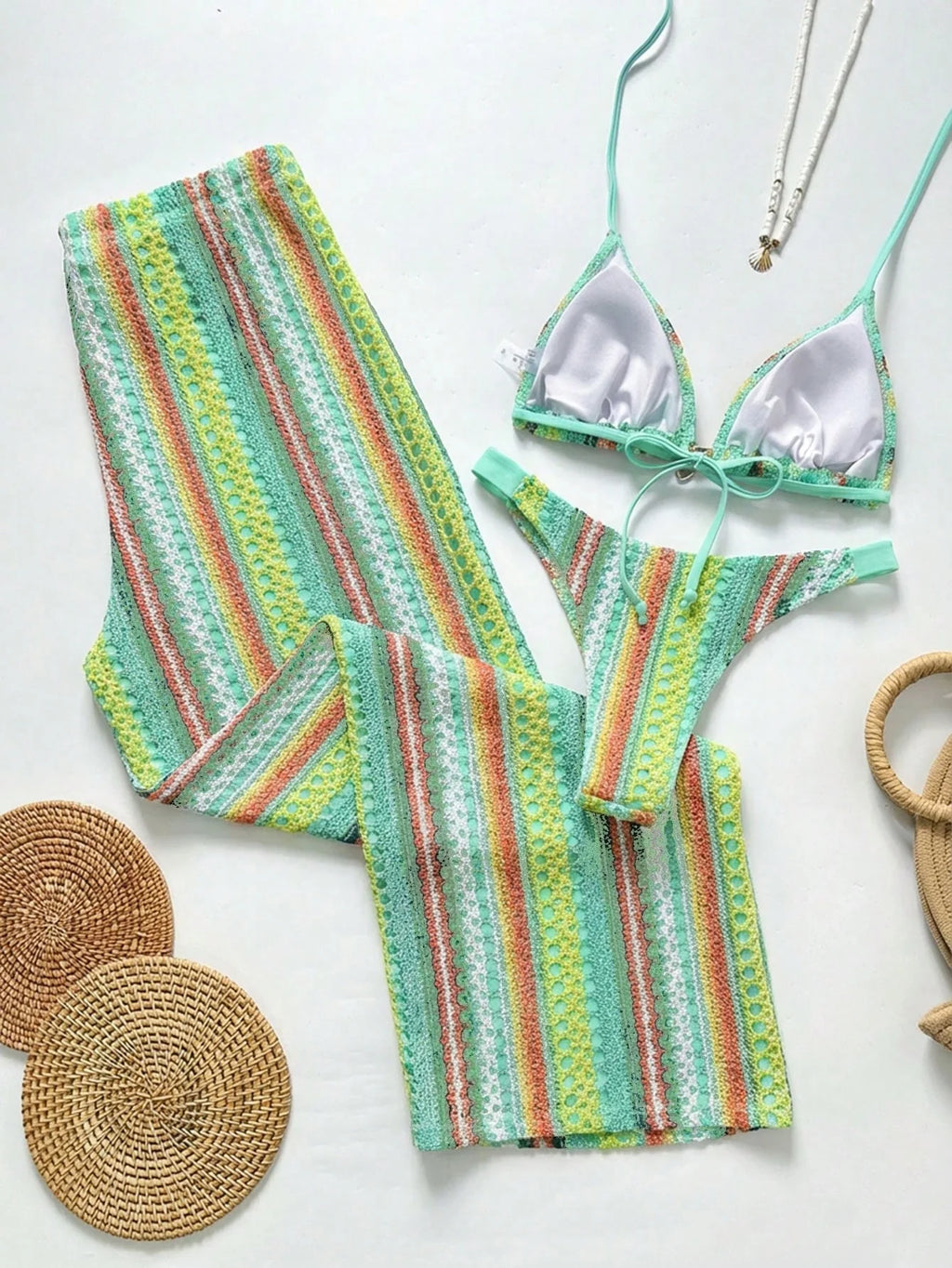Conjunto Biquíni 3 Peças Tricô Elegante Ariela