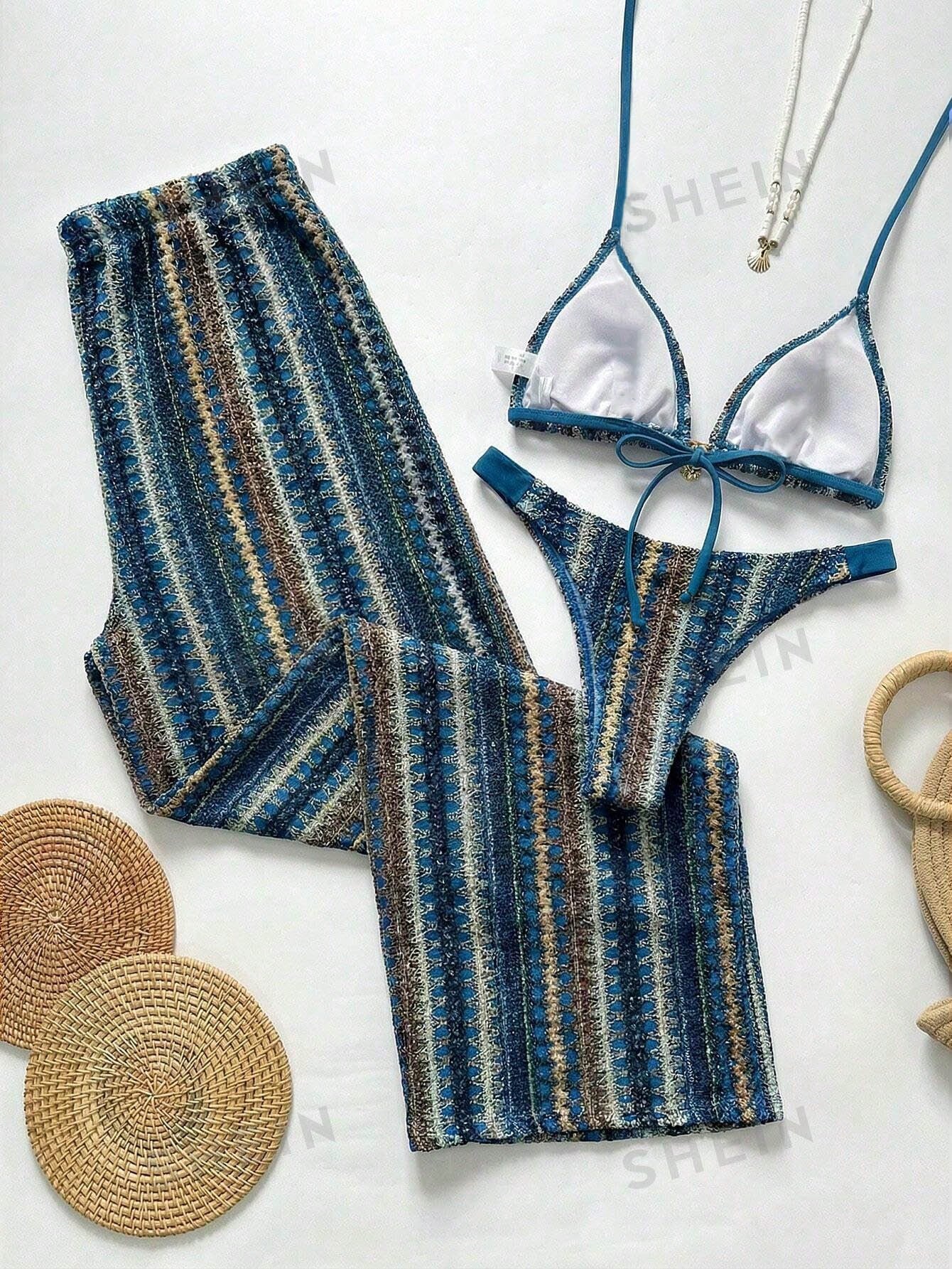 Conjunto Biquíni 3 Peças Tricô Elegante Ariela
