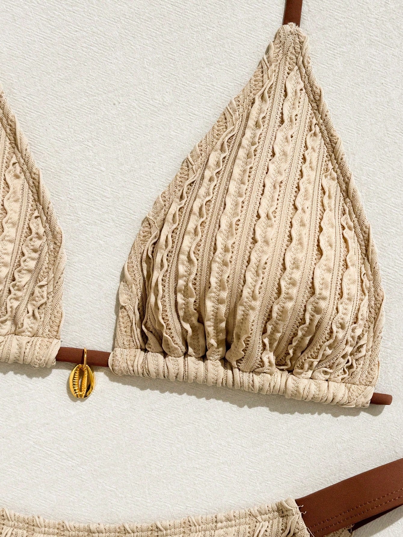 Conjunto Biquíni 3 Peças Renda Elegante Pérola