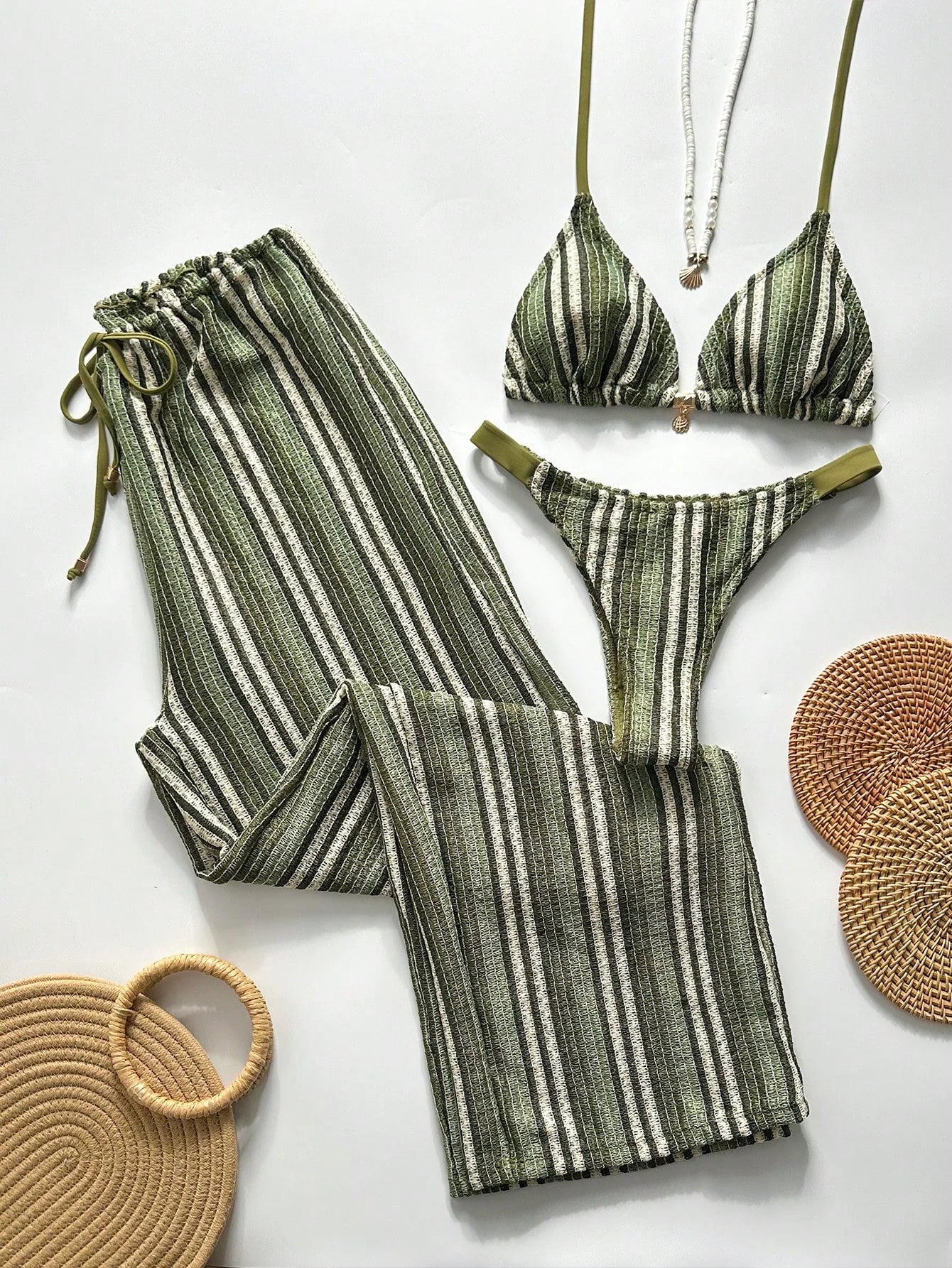 Conjunto Biquíni 3 Peças Tricô Elegante Ariela