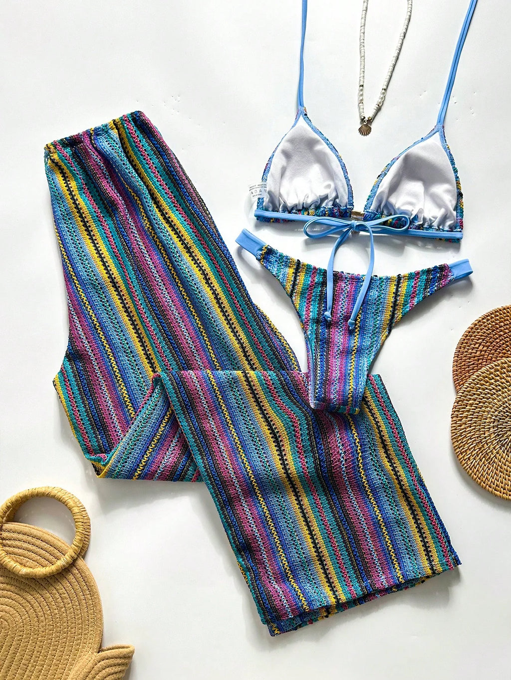 Conjunto Biquíni 3 Peças Tricô Elegante Ariela