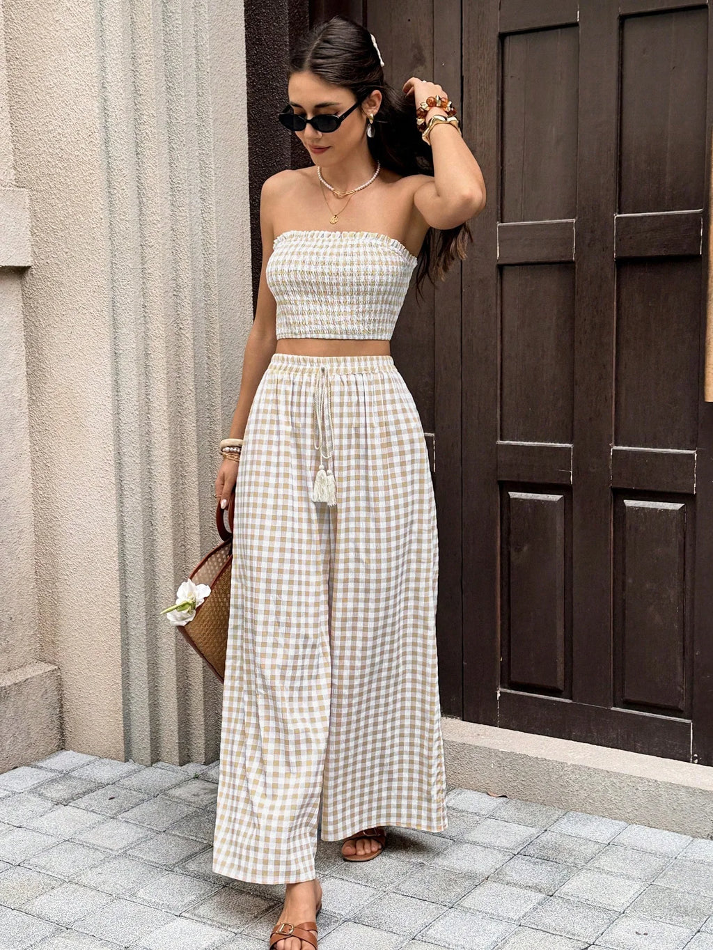Conjunto 2 Peças Cropped Calça Pantalona Stella