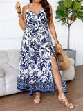 Vestido Longo Estampado Plus Size