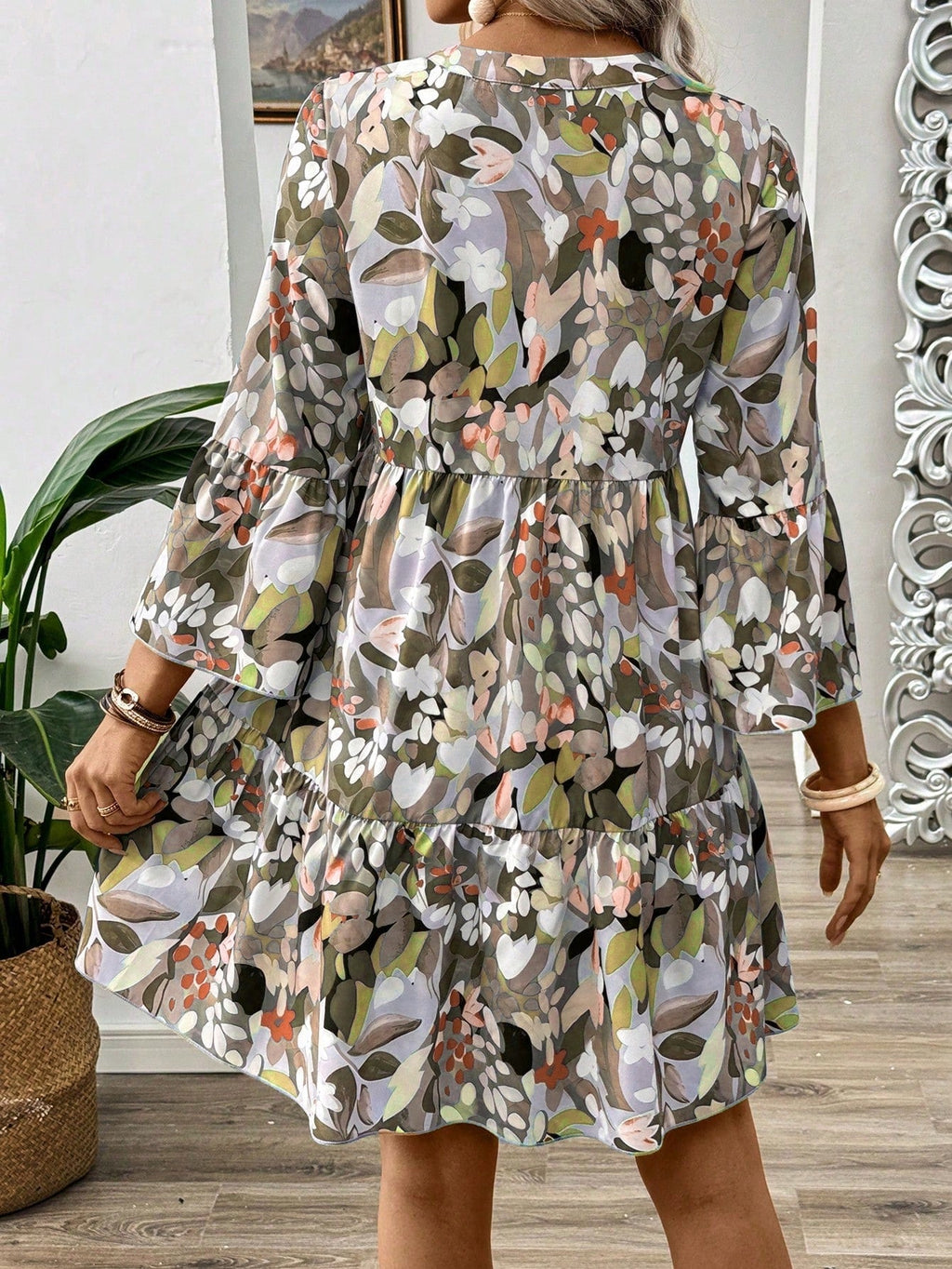 Vestido de Botões com Estampa Floral M