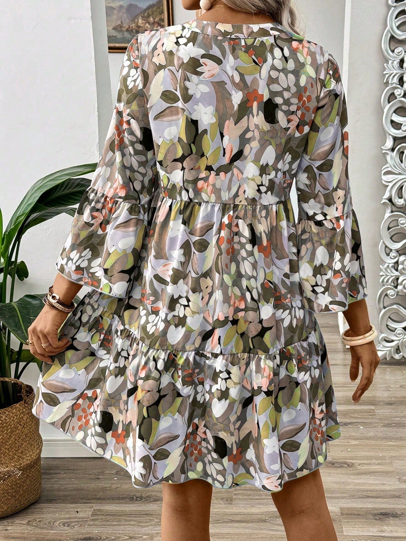 Vestido de Botões com Estampa Floral M