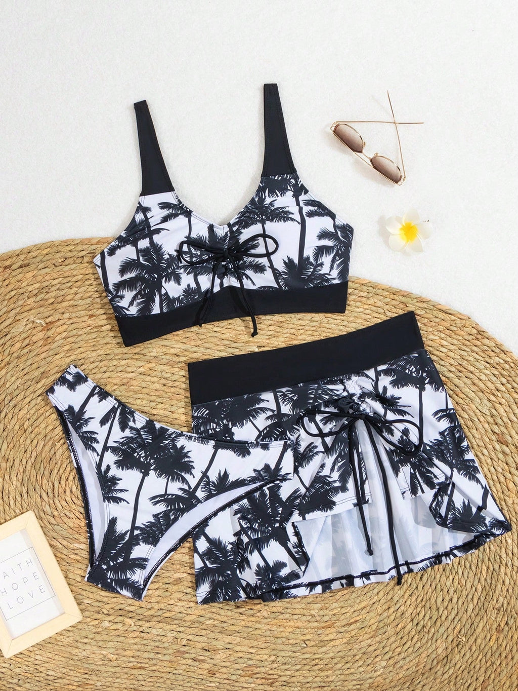 Conjunto de Biquíni Feminino de 3 Peças Tie-Dye Tropical M