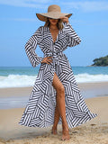 Saída de Praia Elegante Listrada