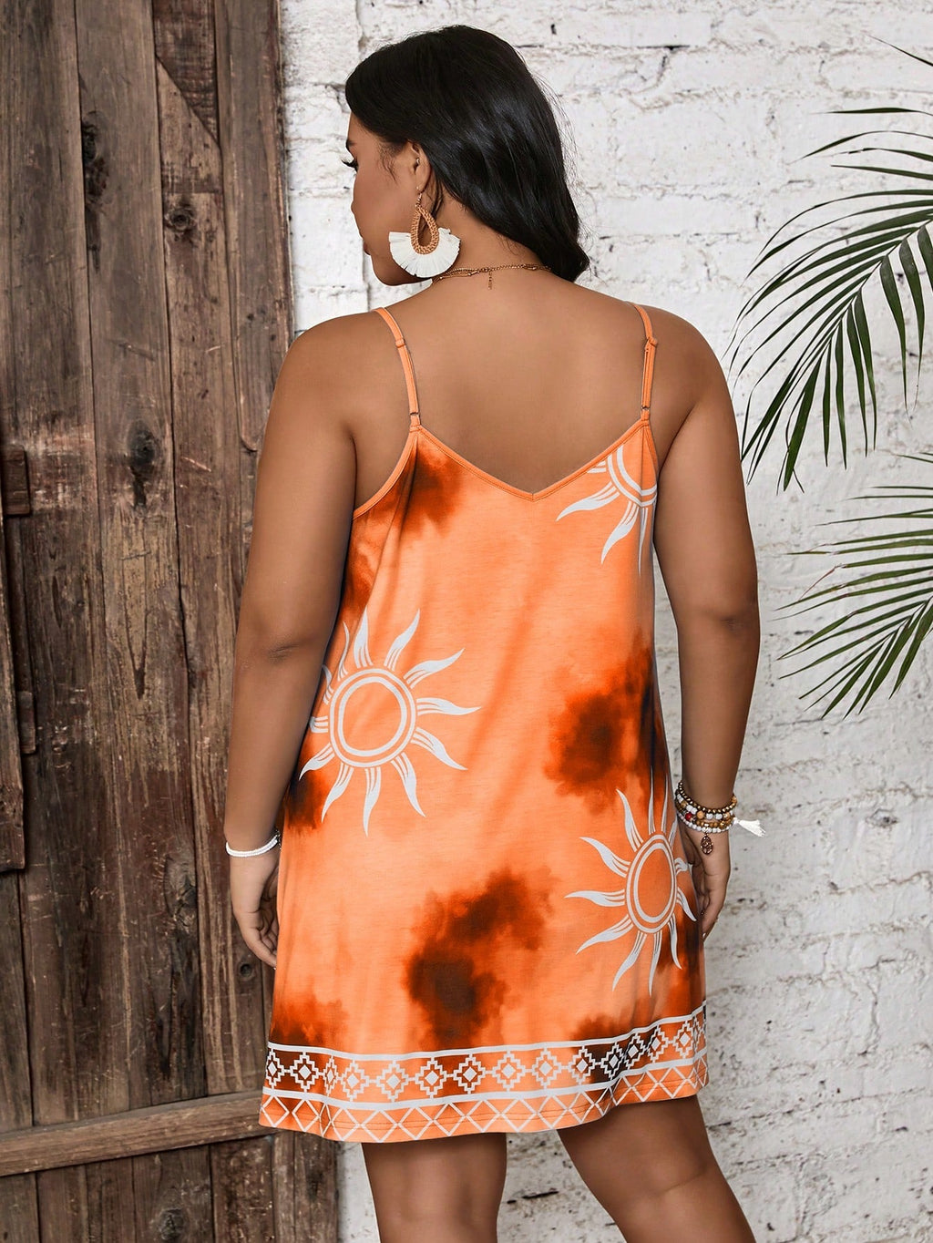 Vestido de Alça com Decote V Plus Size