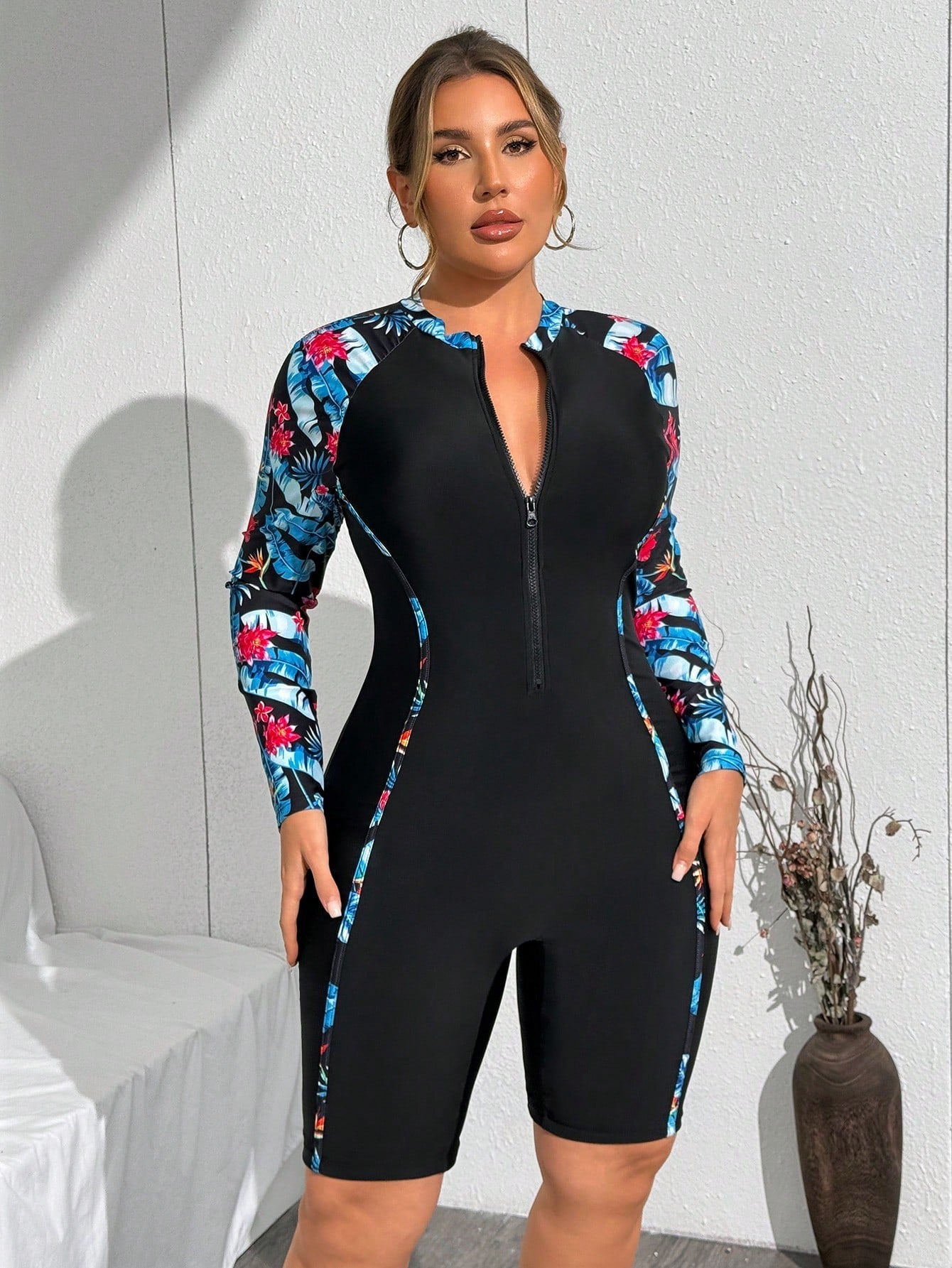 Maiô Hidroginástica Plus Size tropical G4